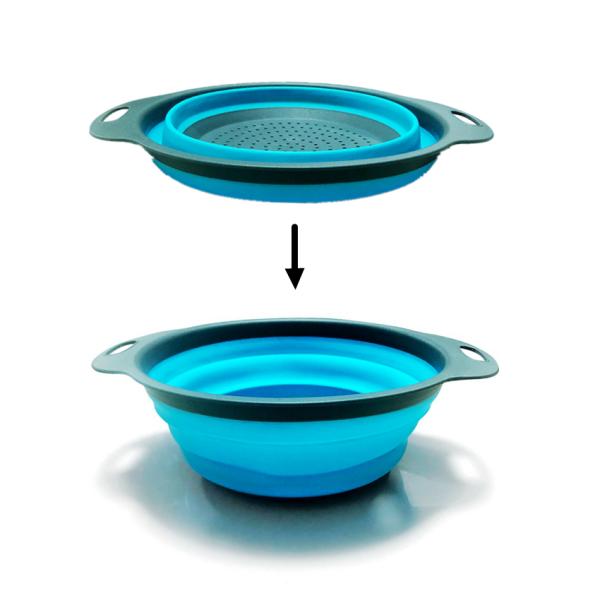 Foldable Collapsible Silicone Colander Fruit Vegetable Washing Basket Strainer