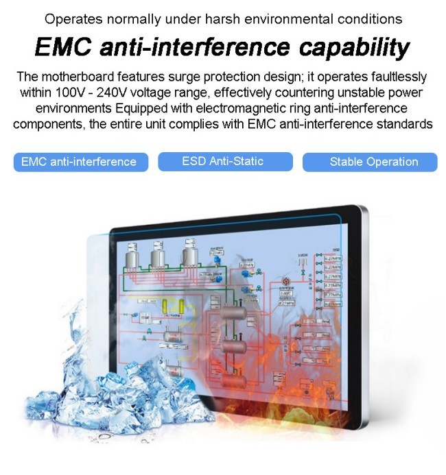 27 Inch Wall Mount Embedded LCD Industrial Touch Panel PC With Printer VGA DVI Port