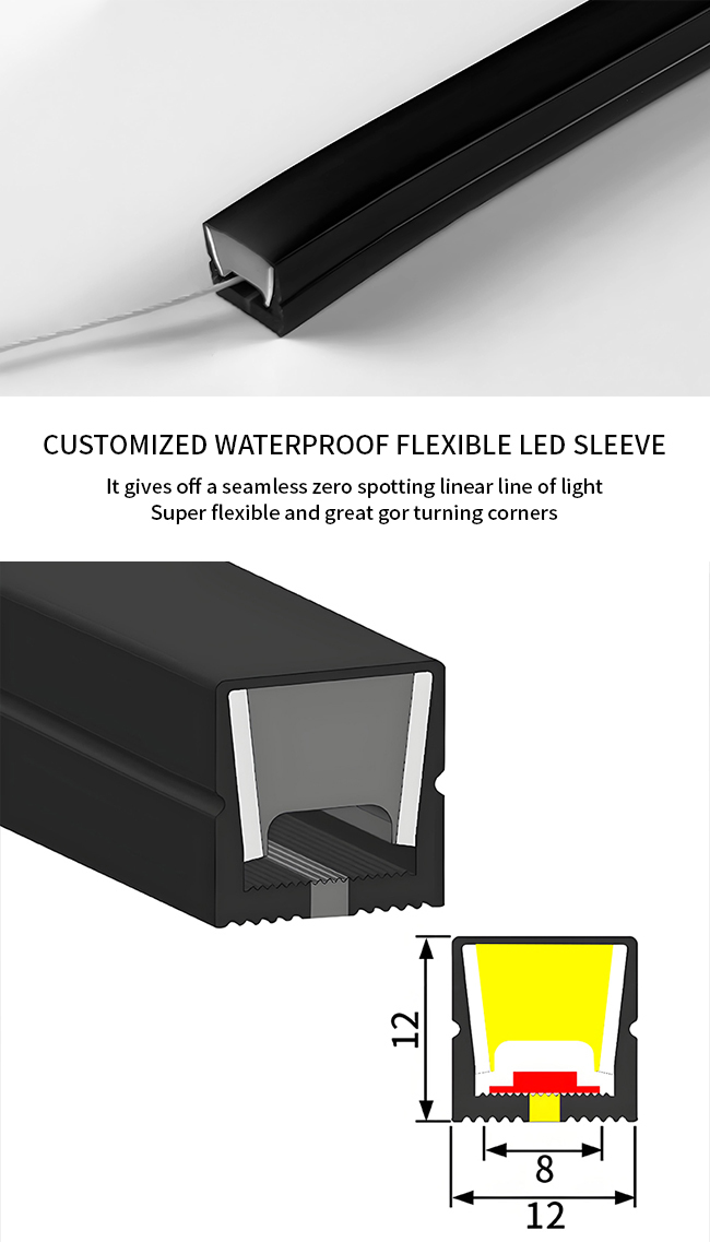 120 Degree Beam Angle Silicone Neon Tube 12 * 12cm Neon Hose IP67 Waterproof