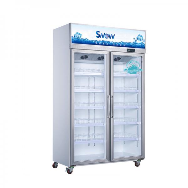 Quality Commercial Double Door Freezer Glass Door Upright Display Refrigerators Freezers for sale