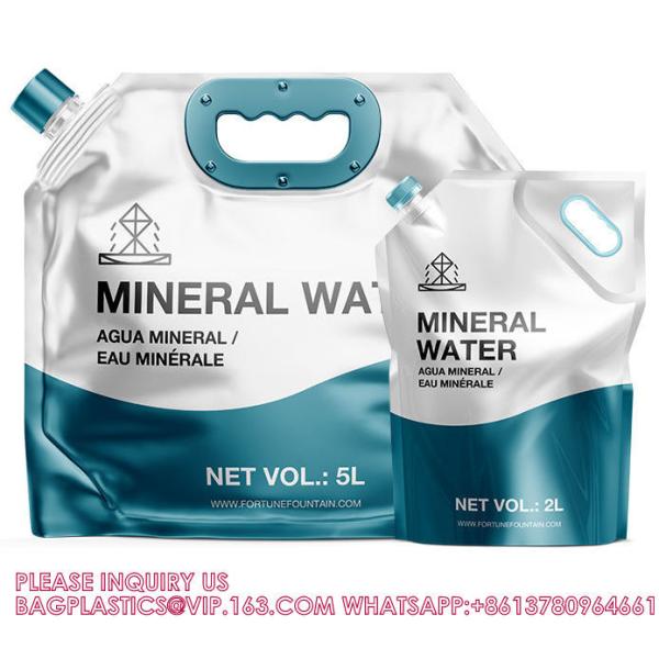 Custom Printing Spouted Aluminum Foil 1L 2L 2.5L 5L Kangen Water Liquid Refill Pouch Drinks Juice Packaging