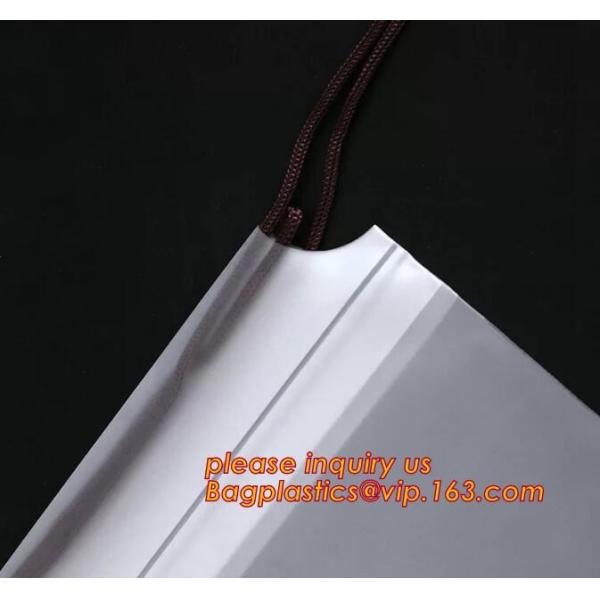 Biodegradable LDPE material hotel laundry garment poly bag on roll,Packaging poly laundry bag with cotton string rope ha