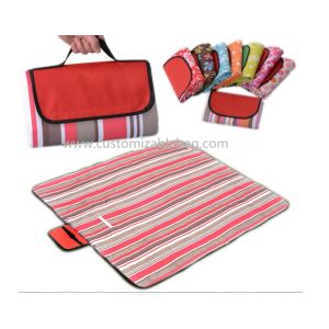 Red Stripes Outside Foldable waterproof Picnic mat Blanket for Camping / Travel / Promotional