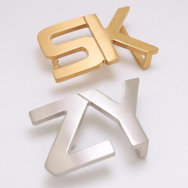 35MM Custom Letter Style Lightweight Stainless Steel Smooth Metal Belt Buckles For Straps