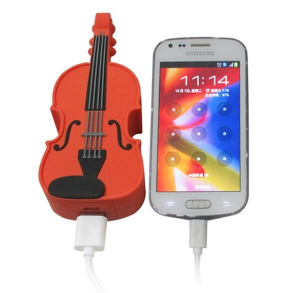 PVC Unique Guitar Mobile Battery Backup Charger Universal USB Compact
