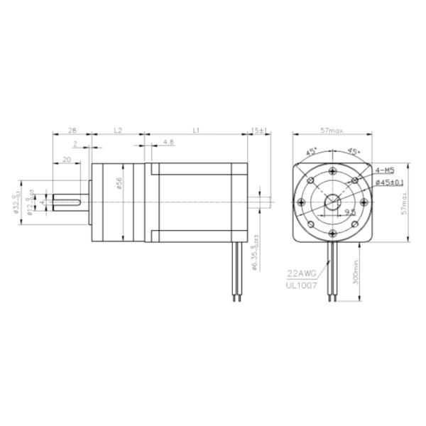 Nema23 57mm Geared Servo Motor High Torque 1.8° Step Angle 2 Phase Planetary Gearbox