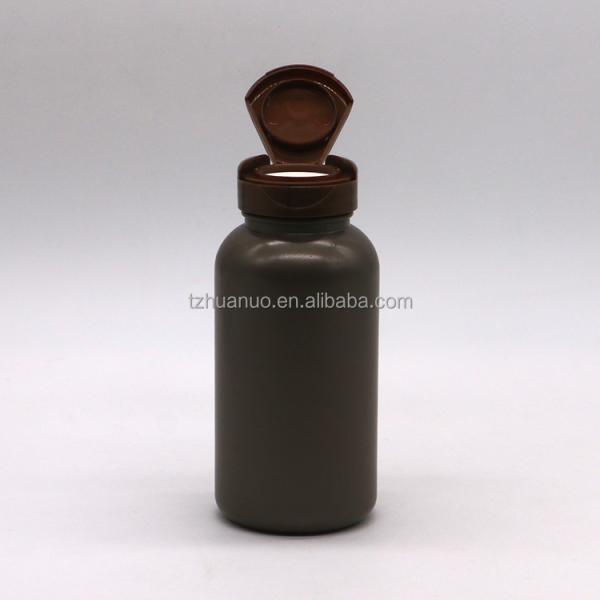200mL Round Shape HDPE Plastic Pill Storage Bottle with Flip Over Lid and PE Material