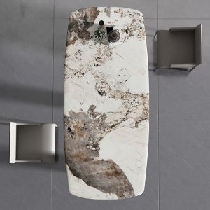 Buy cheap Geometric Structure Italian Marble Top Table Rectangular 200cm Long product