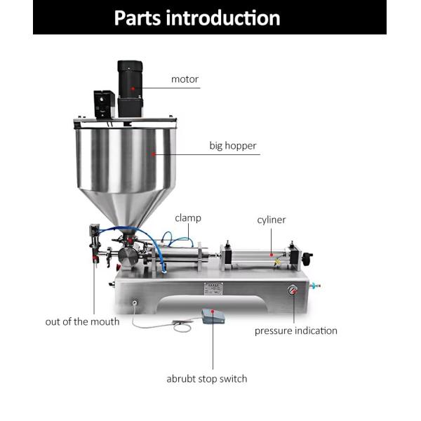 Semi Automatic Filling Machines Horizontal Small Machine Manual Dispense Cream Honey Machinery For Food Processing