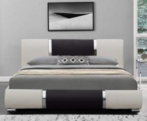 Buy cheap Minimalist Fashion Design Leather Bed Manufacturers Black And White PU Curve Bedstead product