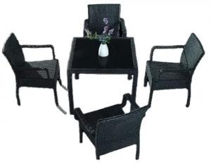 Buy cheap 5pc PE rattan wicker plastic aluminum frame cheap garden chair restaurant chair hotel chair with table---8059 product
