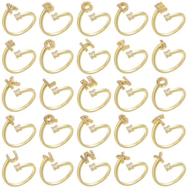 Trendy gold plated letter ring