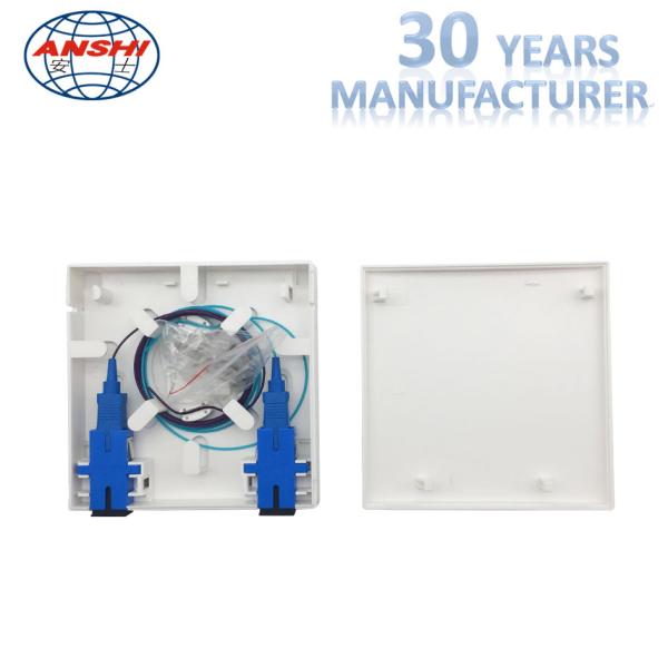 ANSHI 2 Ports Fiber Face Plate RJ45 And SC FTTH Termination Box ABS Material