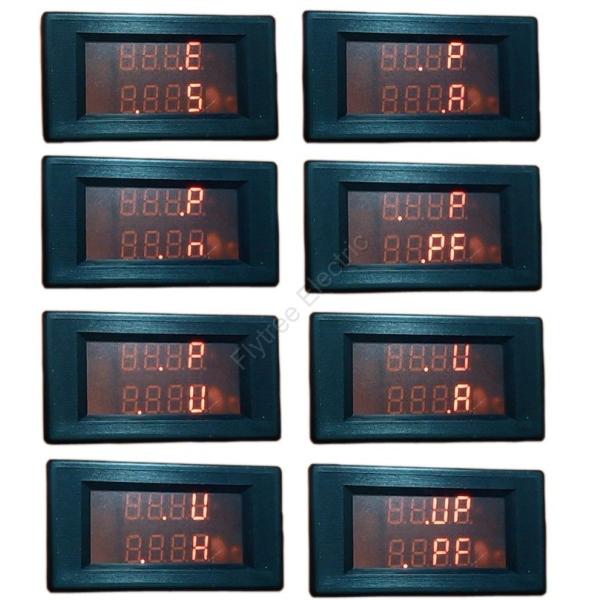 Dual LED AC Digital multiple power meter panel watt KWh power factor Voltage current electricity consumption frequency