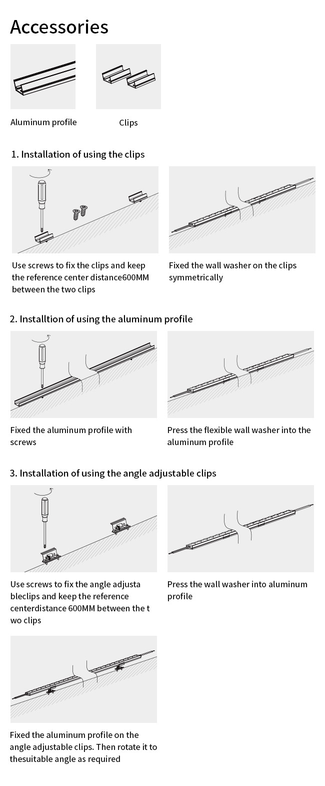 IP68 Waterproof Flexible Neon LED Strip 24V 24W RGB RGBW Outdoor LED Wall Washer Light