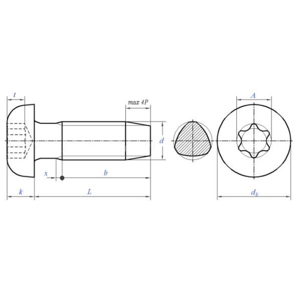 Thread Size M2 M10 Zinc Plate Pan Head Screw DIN7500 PE