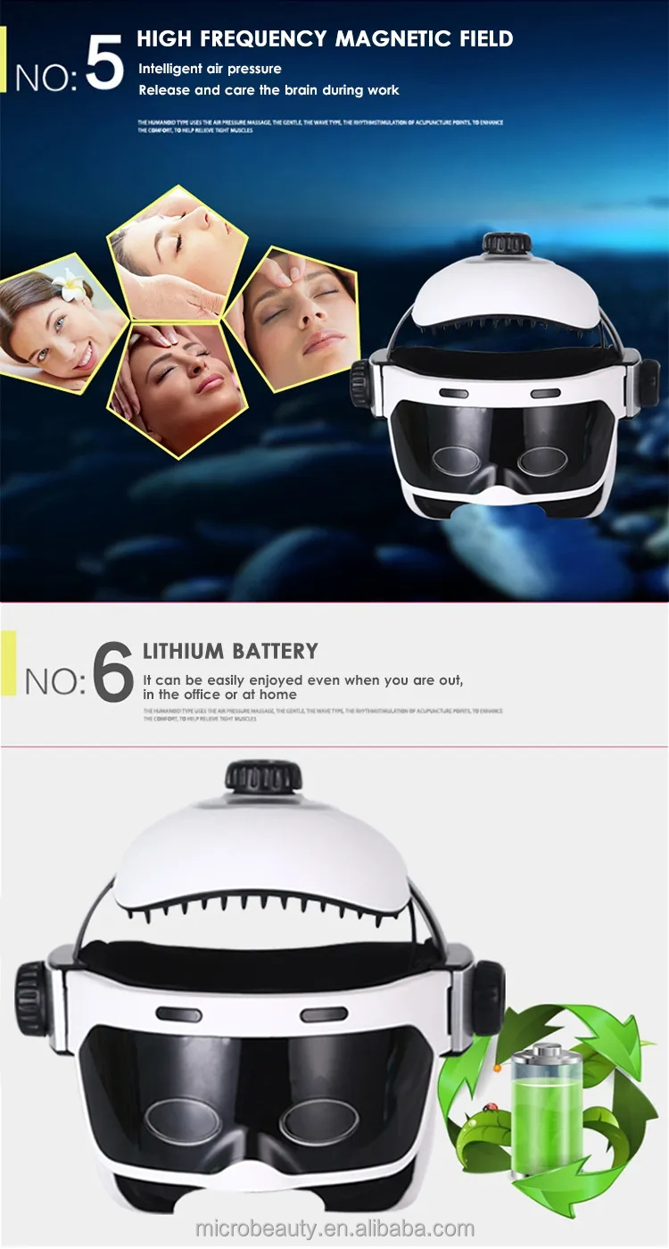 Home Use APP Control Intelligent Head Massager Head Eye Relax Built In Music Bluetooth