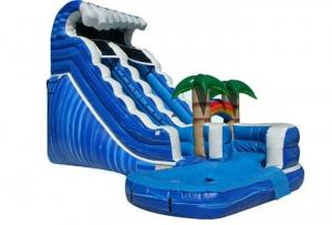 Forest Adventure Inflatable Water Slide And Pool , Bouncy Double Water Slide