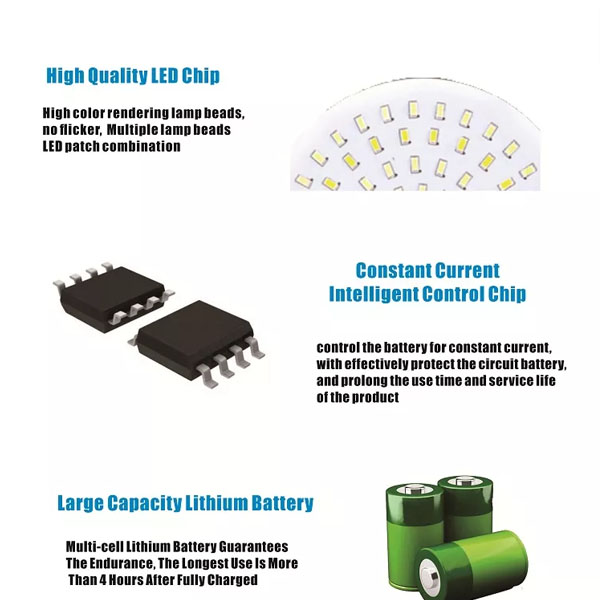 USB Rechargeable Emergency LED Bulb 100W ABS Plastic Material