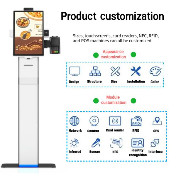 Self-Service Ordering Kiosk Hotel Check-In Cash Payment NFC Outdoor Digital Signage
