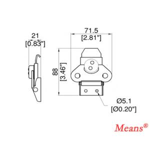Latch of wooden case, with keeper plate, zinc plating finish