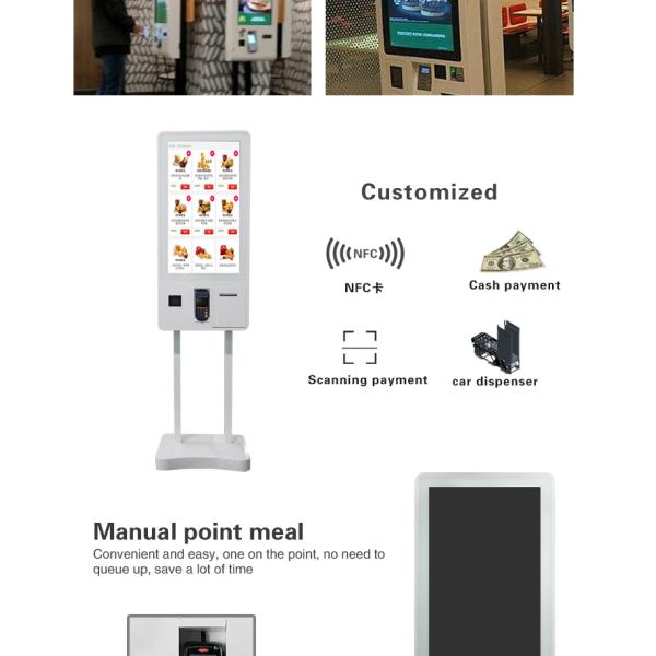 32 Inch Self Service Touch Screen Payment Kiosk Thermal Printer Bill Acceptor POS System Ordering Machine