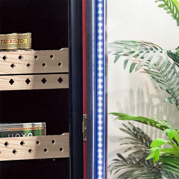 Electronic Humidor Cabinet Cigar Cooler Humidifier With Brown Wood Frame