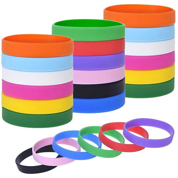 Plain Style Printed Silicone Wristbands 1-5mm Width In OPP Bag