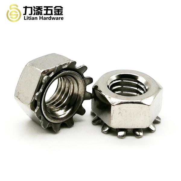 Galvanized Nut With Lock Washer , SUS304 M6 Nylon Lock Nut Kep Nut