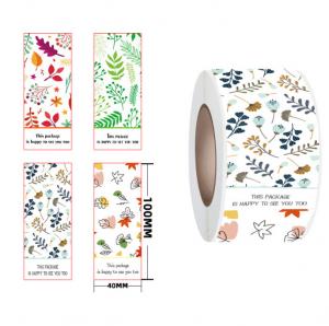 Buy cheap Plant Flower Pattern Rectangular Adhesive Label Sticker 40*100mm for Gift Box product