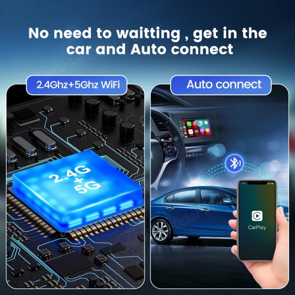 Original Carlinkit 5.0 2 In 1 Android Auto Carplay Adapter Wired To Wireless With Bluetooth WiFi Modules