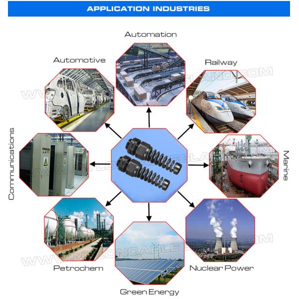 Waterproof Cable Glands, Plastic Material, IP68, PG & Metric Threads, with Strain Reliever (Stress Reliever)
