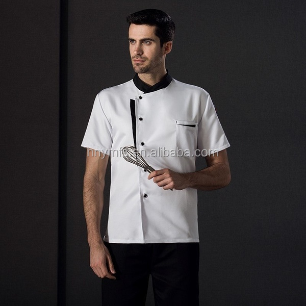 New styles Hot Sale Short Sleeves Black white Chef Coat for Hotel Chef Jacket Uniform