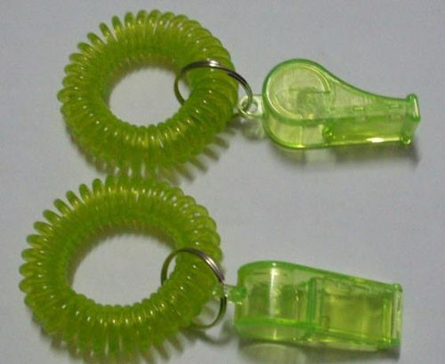 Buy cheap Customer OEM Transparent Green Safety Wrist Whistle Coil Key Holder product