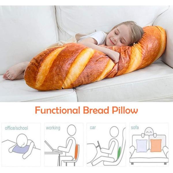40 in 3D Simulation Bread Shape Pillow Soft Lumbar Baguette Back Cushion Funny Food Plush Stuffed Toy