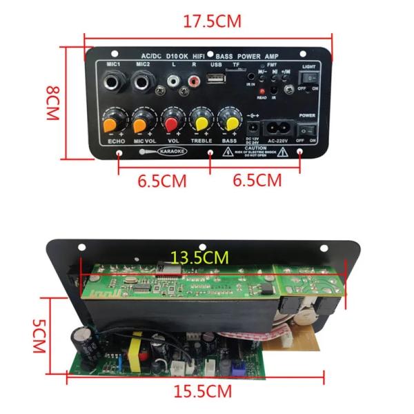 Amplifier Board Audio Module 40W Bluetooth 5.0 Dual Microphone Input for Subwoofer and Car Audio