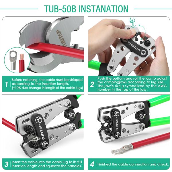 AWG 10-1/0 Battery Cable Lug Crimping Tool Portable Multipurpose