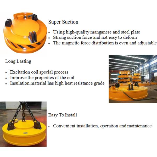 OEM Round Steel Electric Magnetic Crane Lifter 2t To 26t