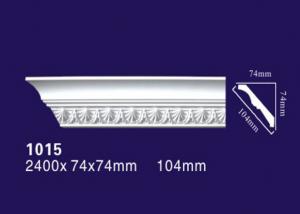 China White Color Polyurethane Ceiling Mouldings , Lightweight Carved Cornice Mouldings on sale