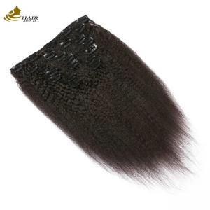 China Yaki Kinky Malaysian Weave Hair Seamless Clip In Extensions 7pcs on sale