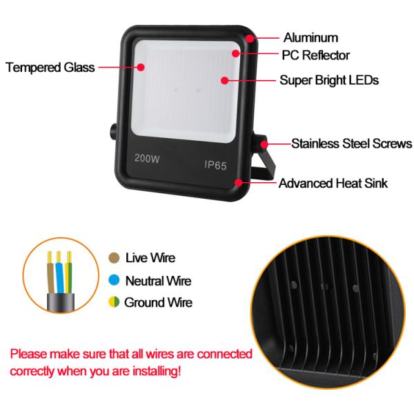 Energy Saving High Lumen IP65 Waterproof LED Floodlights 20W-300W for Flootball Stadium Tennis Court Lighting