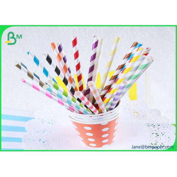Food safe ink colorful printed striped drinking straws paper roll with 60g to 120g