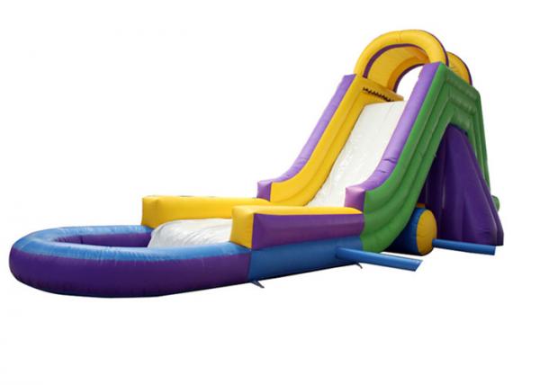 Quality inflatable long water slide single lane inflatable water slide with pool for sale