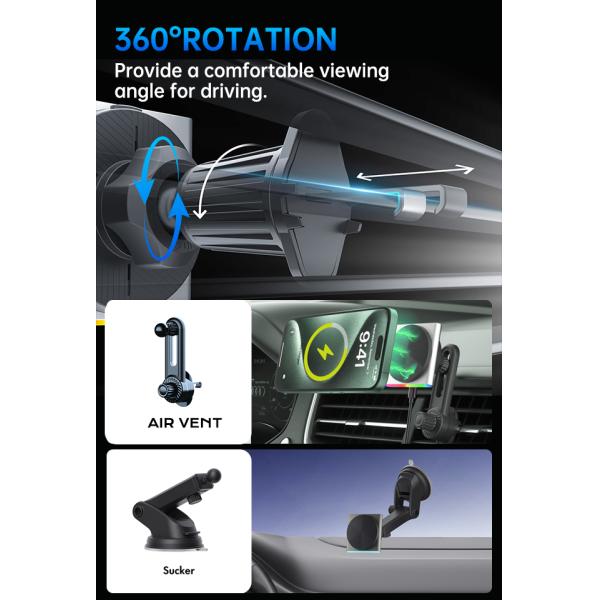 Q2 Wireless Charger For Car Sound Pickup Function 9-Color RGB Light Effect Projection Ambient Lamp Fast Charging