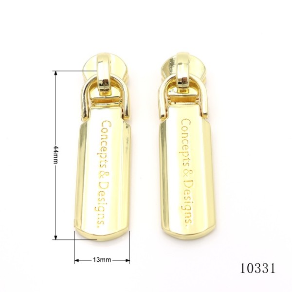 Customized Brand Name Logo Metal Zipper Puller Gold Bag Zip Pull Head Charm