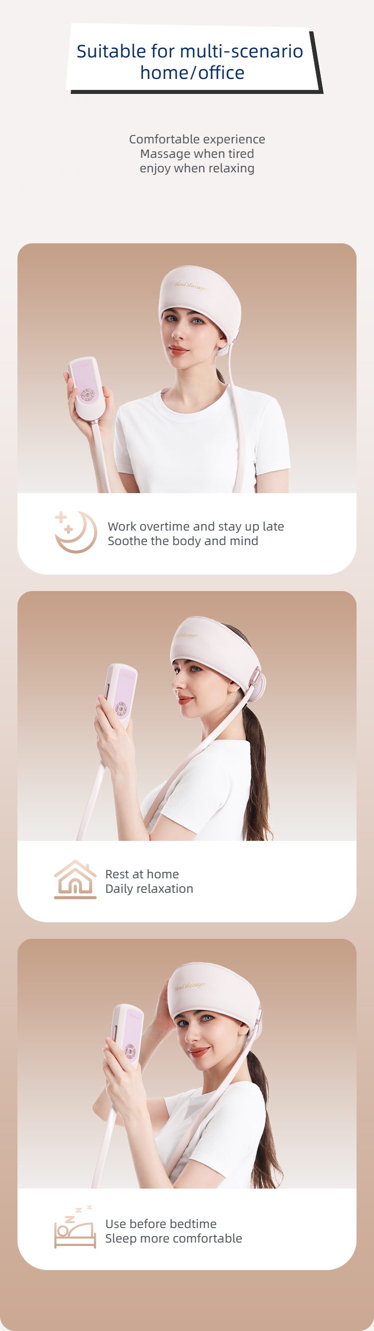 Electric Relaxing Head Massager Heating Wrap 6 Zone Airbag Head Spa Equipment