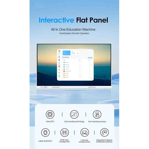 3840*2160px Electronic Interactive Whiteboard 86 Inch Smart Board FCC Approval