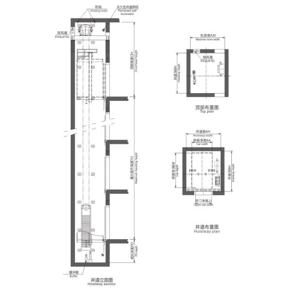 Safe Passenger Machine Room Less Hospital Elevator With 12 Months Warranty
