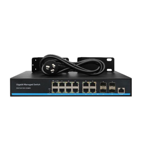 Gigabit 8PoE+4GE+4SFP 8 Port Poe Managed Switch For Security System / VOIP Solution