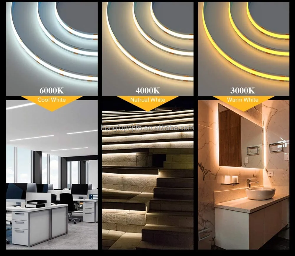 480 LEDs/m COB Strip Light High Density 20m No Voltage Drop Flexible 24V LED Lighting